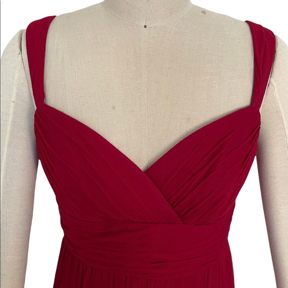 Melissa Sweet Red Silk Dress with Sweetheart Neckline Size 4 - Picture 2 of 10